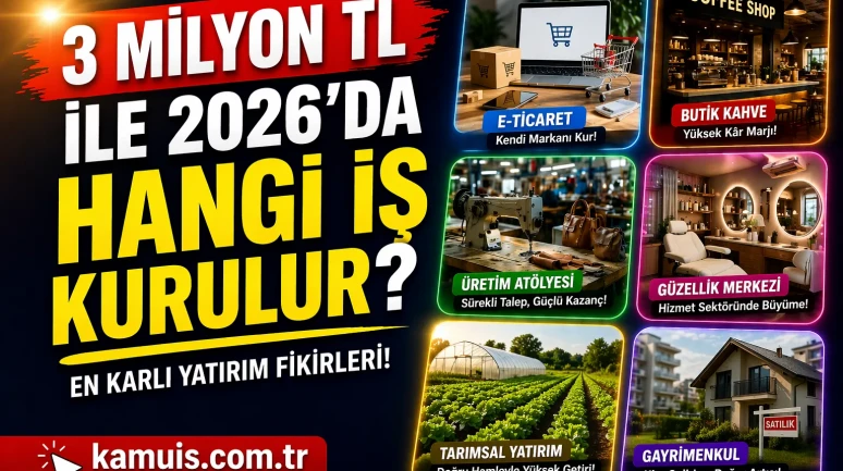3 Milyon TL ile Yapılacak İş Fikirleri 2026 En Karlı Yatırım Alanları
