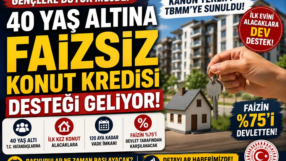 40 Yaş Altına Faizsiz Konut Kredisi Desteği Geliyor! Devlet Faizin Yüzde 75'ini Karşılayacak