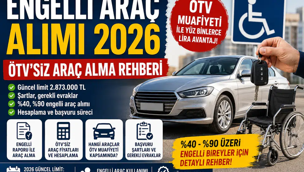 Engelli Araç Alımı 2026 ÖTV'siz Araç Alma Şartları, Limitler, Fiyatlar