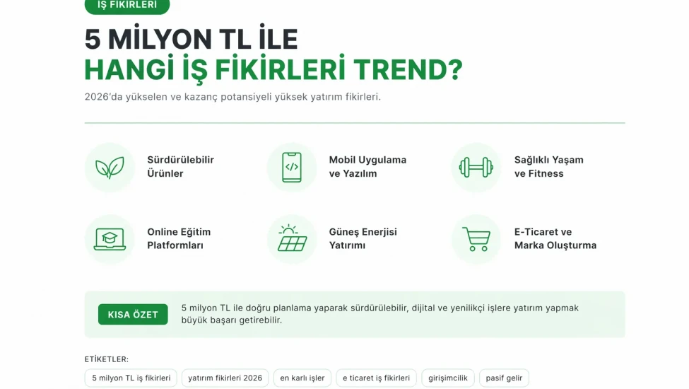 5 Milyon TL ile Hangi İş Yapılır